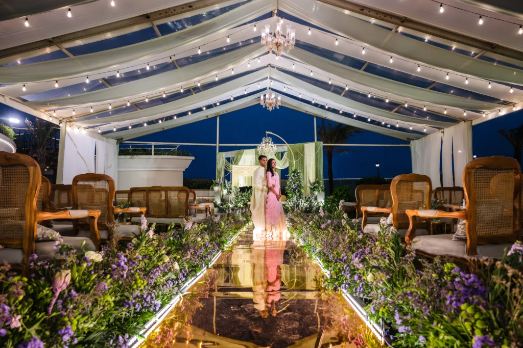 Elegant wedding reception setup at The Blue House ECR