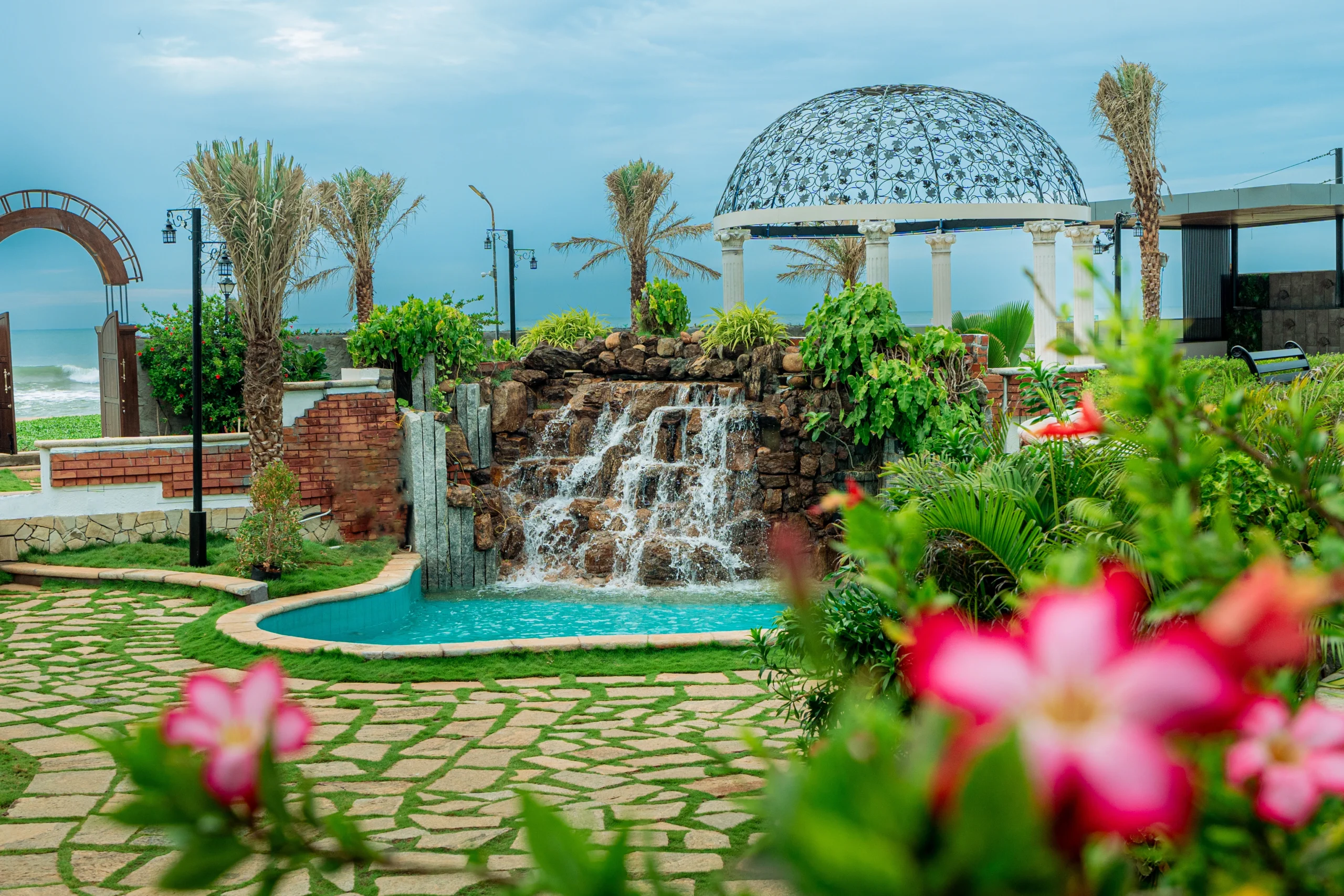 Private beachfront lawn for destination weddings and special events
